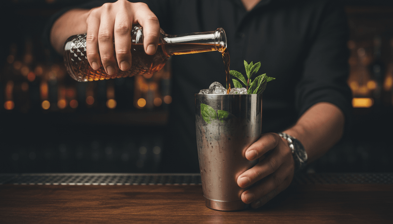 Bartender preparando coctelería de autor